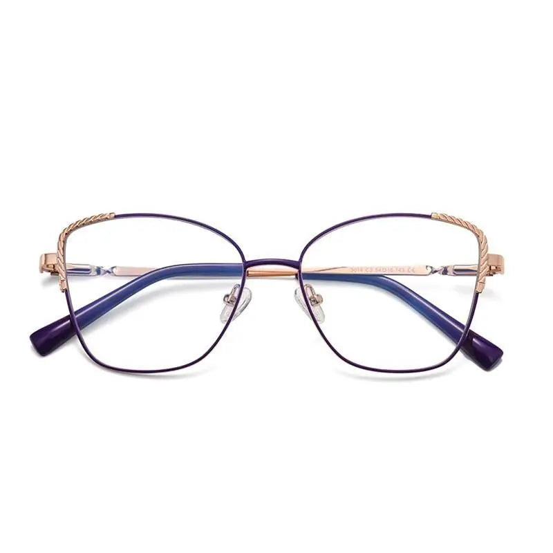 Women's Cat Eye Full Rim Alloy Prescription Glasses 3014 — view 10 | Rx Spectacle