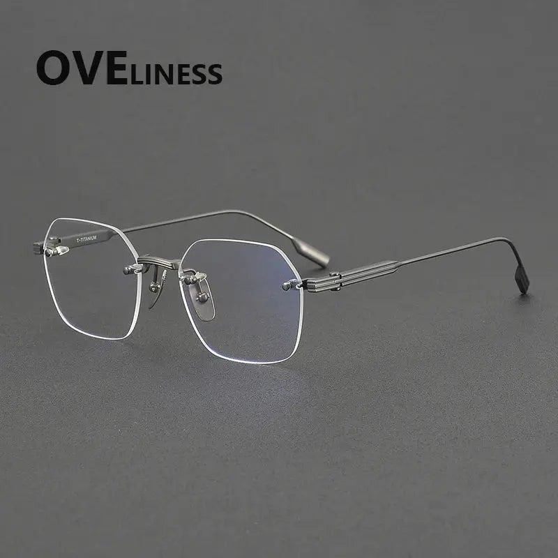 Women's Square Rimless Titanium Prescription Glasses 81038 — view 3 | Rx Spectacle
