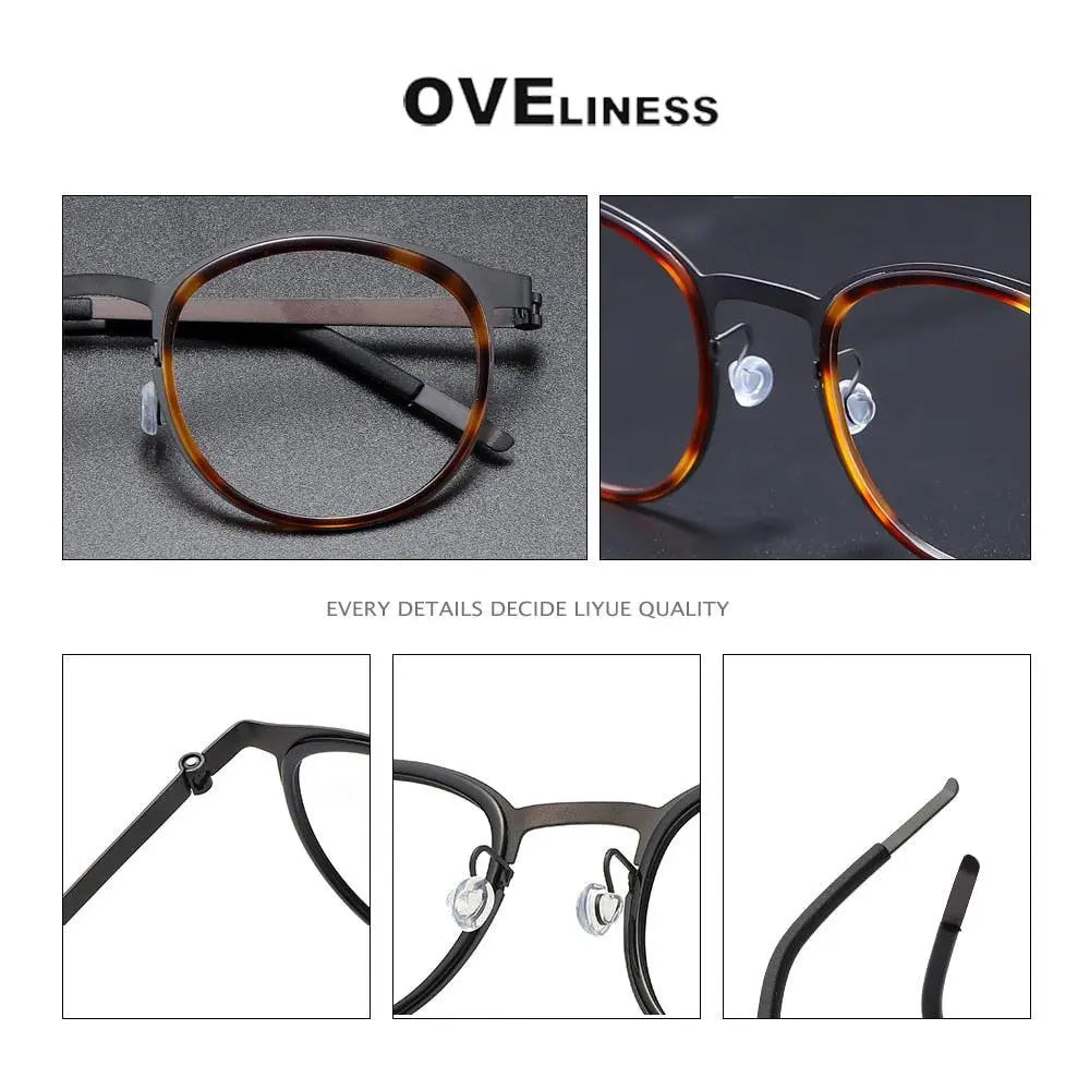 Men's Round Full Rim Titanium Prescription Glasses 9704 — view 6 | Rx Spectacle