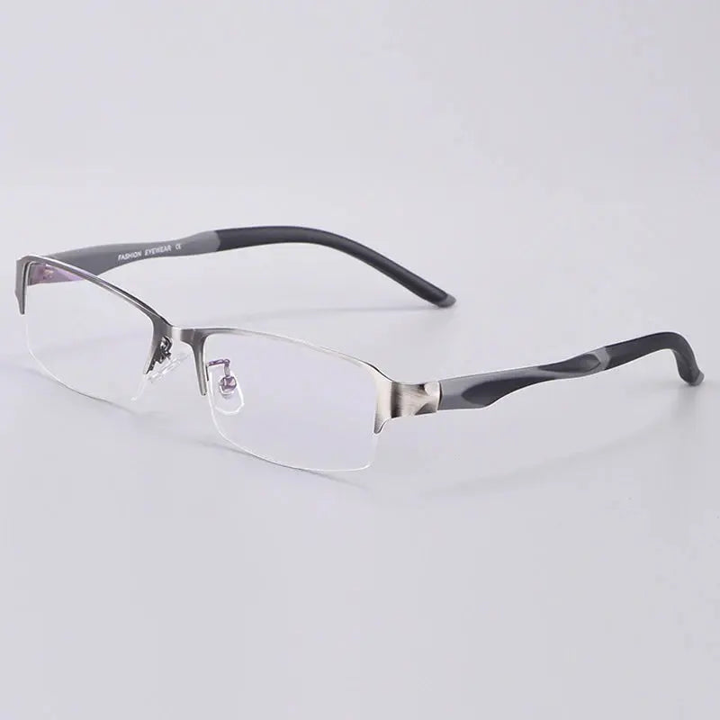 Men's Rectangular Semi-Rimless Alloy Prescription Glasses 681000 — view 4 | Rx Spectacle