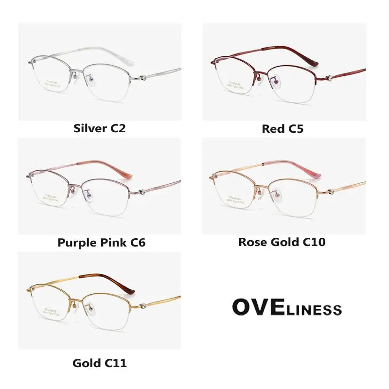 Women's Oval Semi-Rimless Titanium Prescription Glasses 6017 — view 5 | Rx Spectacle