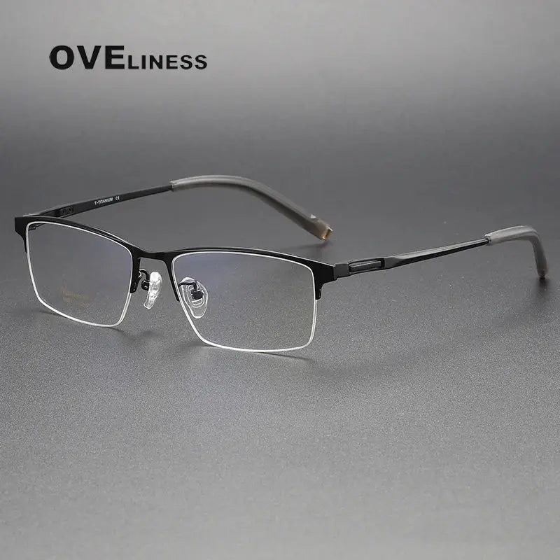 Unisex Square Semi-Rimless Titanium Prescription Glasses 80877 — view 8 | Rx Spectacle