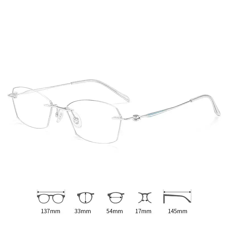 Women's Cat Eye Rimless Titanium Prescription Glasses 611079 — view 3 | Rx Spectacle