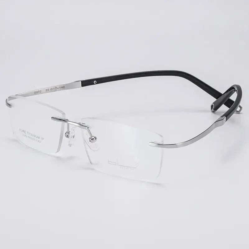 Unisex Rectangular Rimless Titanium Screwless Prescription Glasses 2952 — view 9 | Rx Spectacle