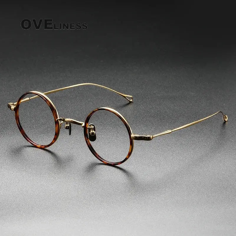 Unisex Round Full Rim Titanium Prescription Glasses O2208 — view 9 | Rx Spectacle