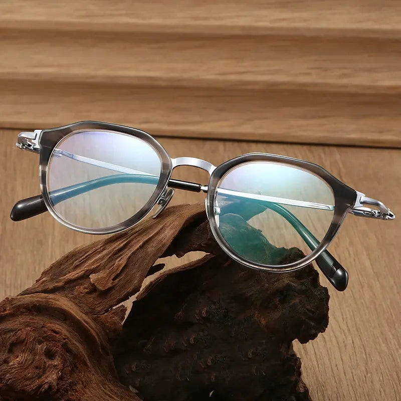 Unisex Oval Full Rim Titanium Flat Top Prescription Glasses 880058 — view 6 | Rx Spectacle