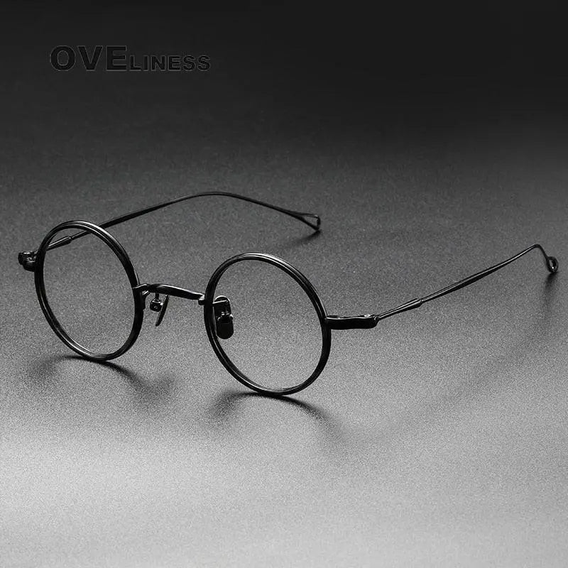 Unisex Round Full Rim Titanium Prescription Glasses V8 — view 2 | Rx Spectacle
