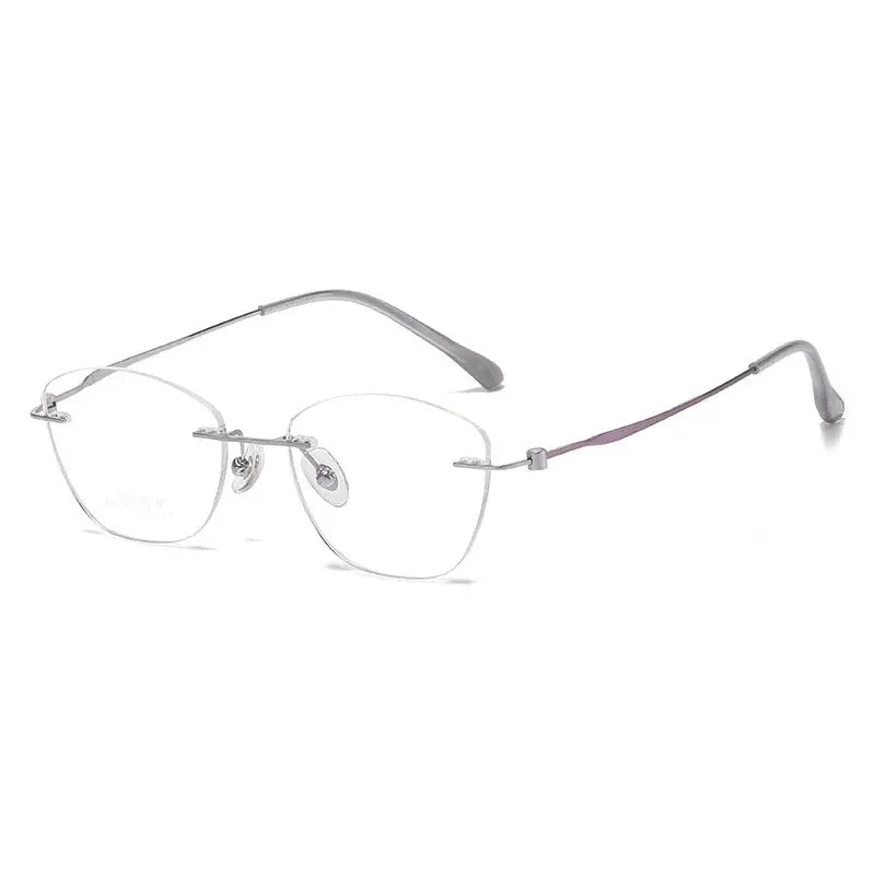 Women's Cat Eye Rimless Titanium Prescription Glasses 60204 — view 3 | Rx Spectacle