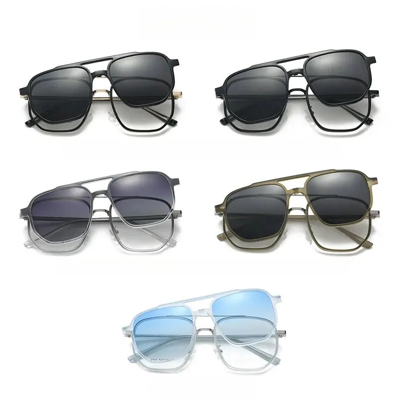 Unisex Square Full Rim Alloy Double Bridge Clip-On Prescription Glasses 832 — view 4 | Rx Spectacle