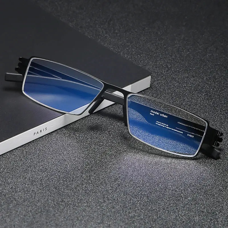Unisex Square Full Rim Stainless Steel Prescription Glasses Ib005 — view 2 | Rx Spectacle