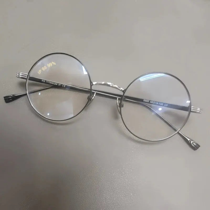 Women's Round Full Rim Titanium Prescription Glasses 5555 — view 3 | Rx Spectacle
