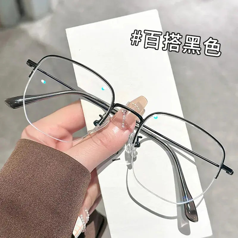 Women's Square Semi-Rimless Titanium Prescription Glasses 62811 — view 4 | Rx Spectacle