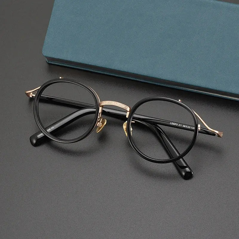 Unisex Round Full Rim Titanium Oversized Prescription Glasses 982027 — view 6 | Rx Spectacle