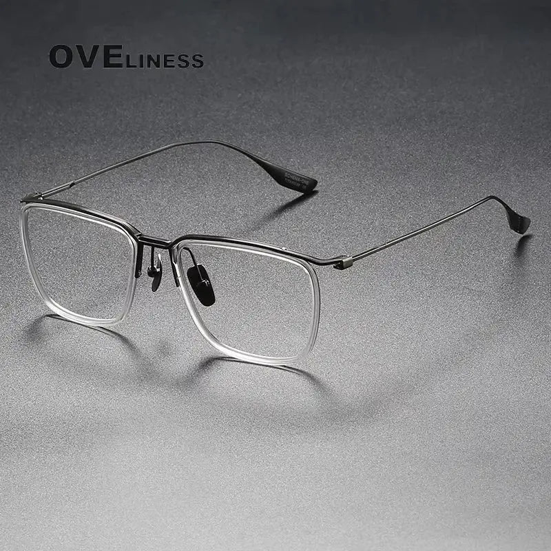 Men's Square Full Rim Titanium Prescription Glasses 614106 — view 5 | Rx Spectacle