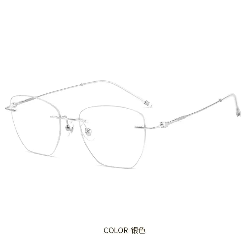 Women's Cat Eye Rimless Titanium Prescription Glasses 60194 — view 7 | Rx Spectacle