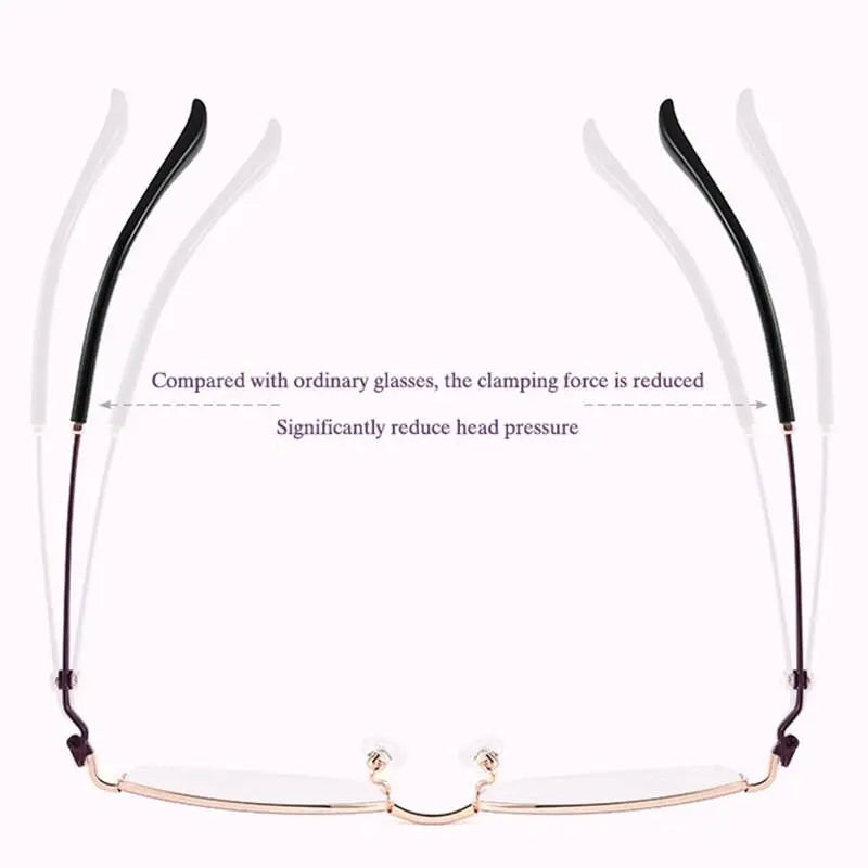 Women's Square Semi-Rimless Titanium Prescription Glasses Bv6003 — view 9 | Rx Spectacle