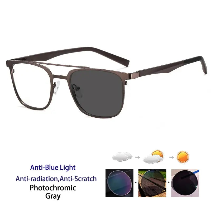 Women's Square Full Rim Alloy Double Bridge Reading Glasses 91362 — view 3 | Rx Spectacle