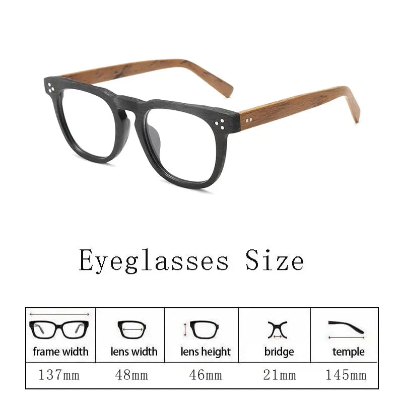 Men's Square Full Rim Wood Prescription Glasses 8182 — view 5 | Rx Spectacle
