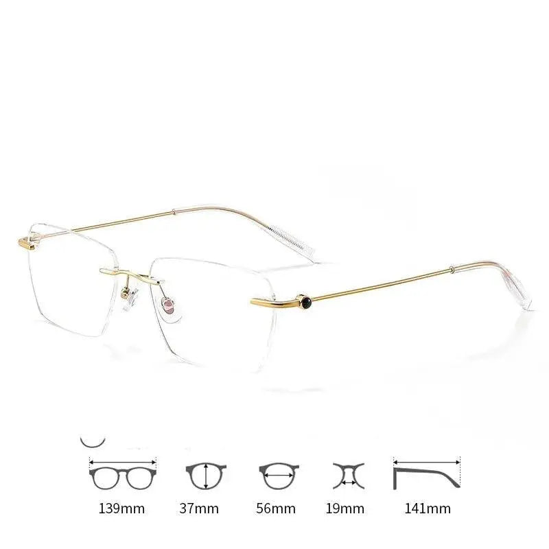 Unisex Square Rimless Titanium Prescription Glasses 71327 — view 5 | Rx Spectacle