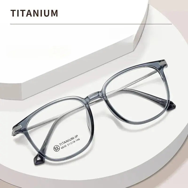 Unisex Square Full Rim Titanium Prescription Glasses 6830 — view 6 | Rx Spectacle
