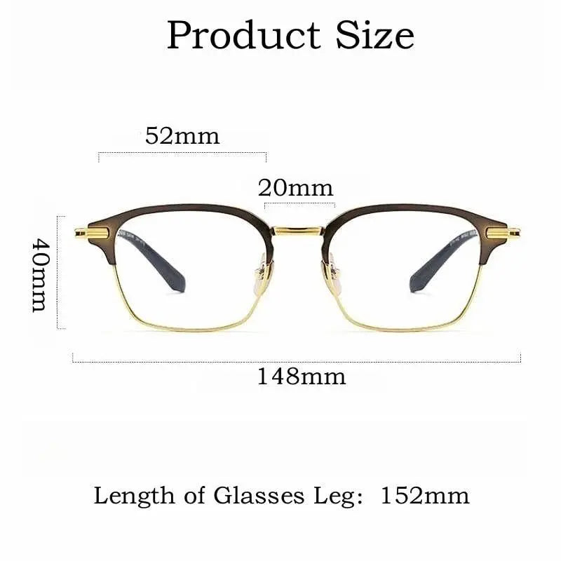 Men's Square Full Rim Titanium Prescription Glasses Dtx142s — view 9 | Rx Spectacle