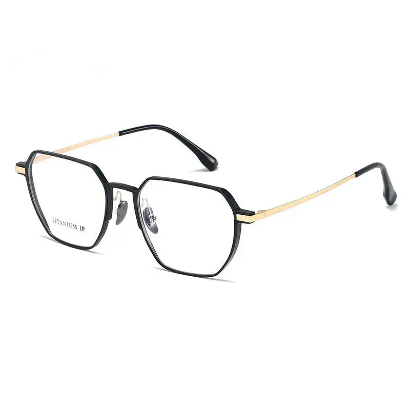 Unisex Polygon Full Rim Titanium Flat Top Prescription Glasses 420226 — view 6 | Rx Spectacle