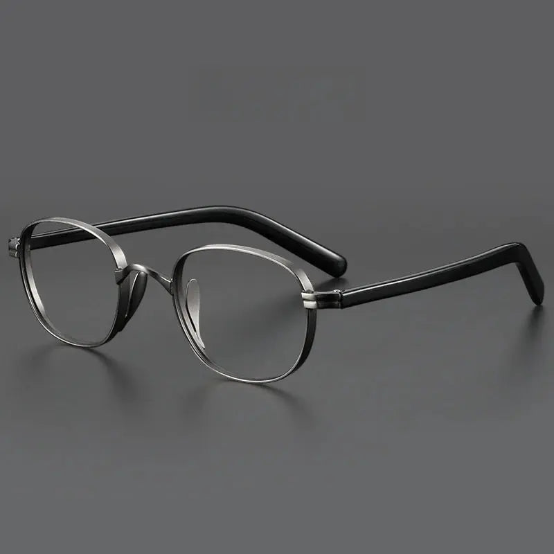 Men's Oval Full Rim Titanium Prescription Glasses Y8017 — view 10 | Rx Spectacle