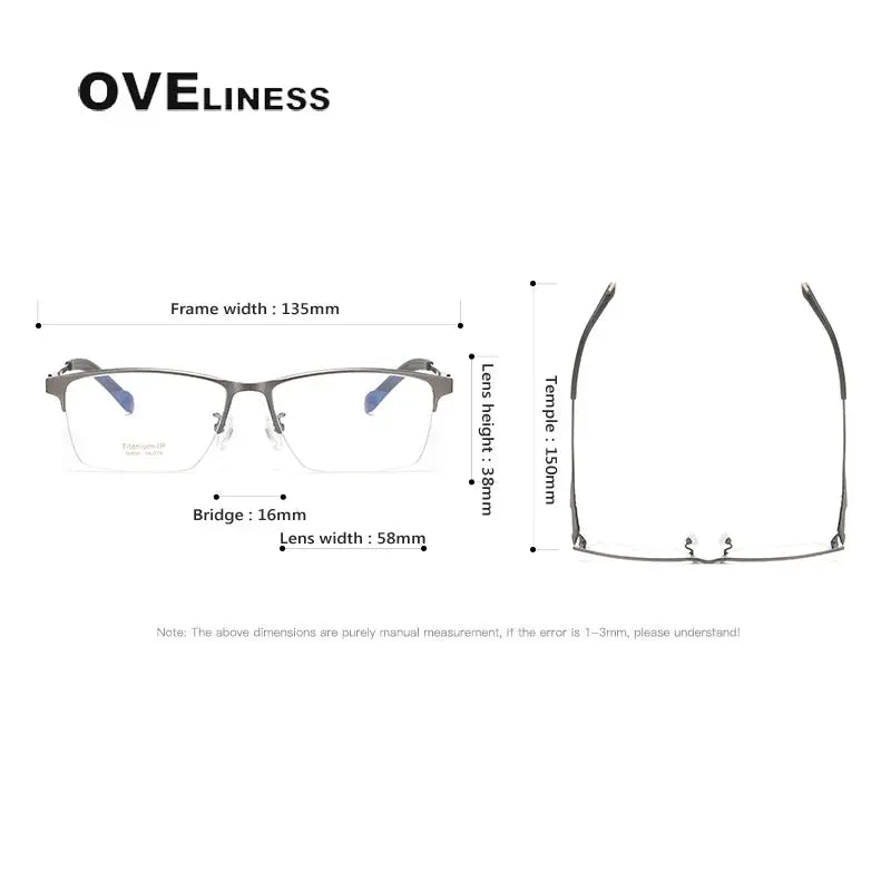Men's Square Semi-Rimless Titanium Prescription Glasses 80880 — view 5 | Rx Spectacle