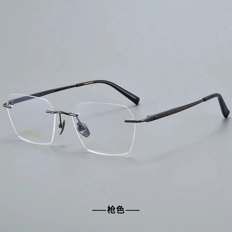Women's Polygon Rimless Titanium Prescription Glasses 91101 — view 6 | Rx Spectacle