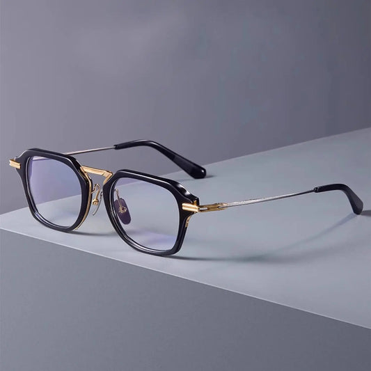 Unisex Square Full Rim Titanium Oversized Prescription Glasses 61413 — view 1 | Rx Spectacle