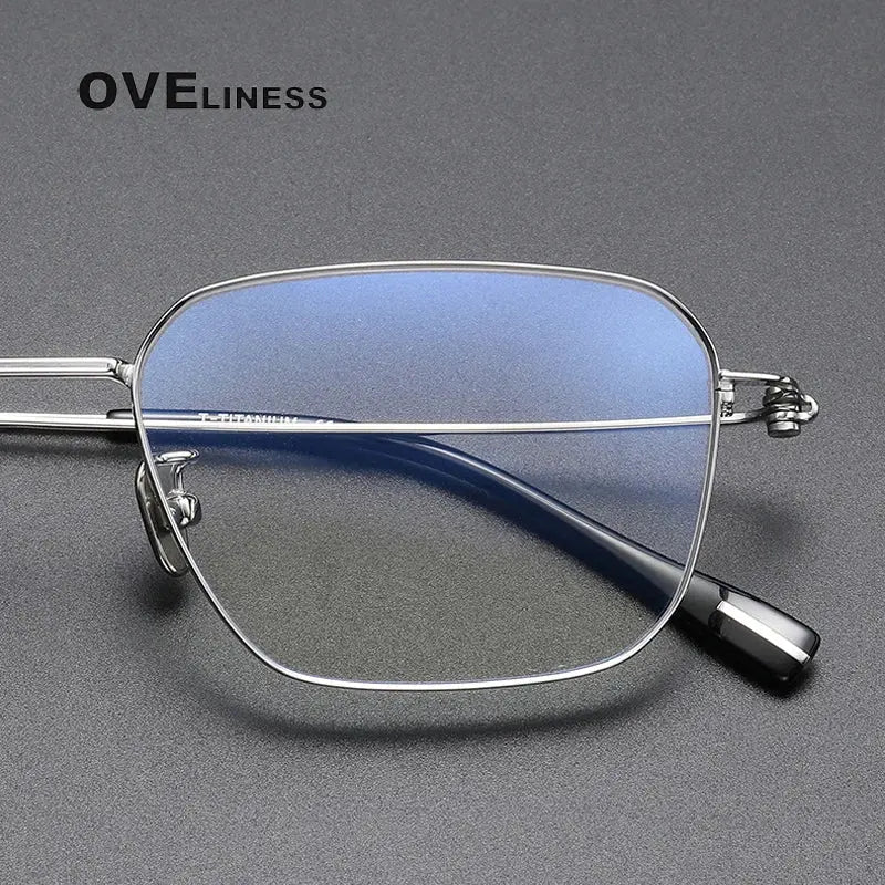 Men's Square Rimless Titanium Prescription Glasses 80914 — view 3 | Rx Spectacle