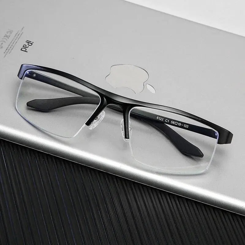 Men's Rectangular Semi-Rimless TR90 Prescription Glasses Kl6122 — view 10 | Rx Spectacle