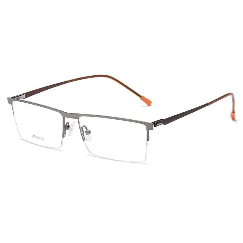 Men's Square Semi-Rimless Titanium Prescription Glasses P8826 — view 7 | Rx Spectacle