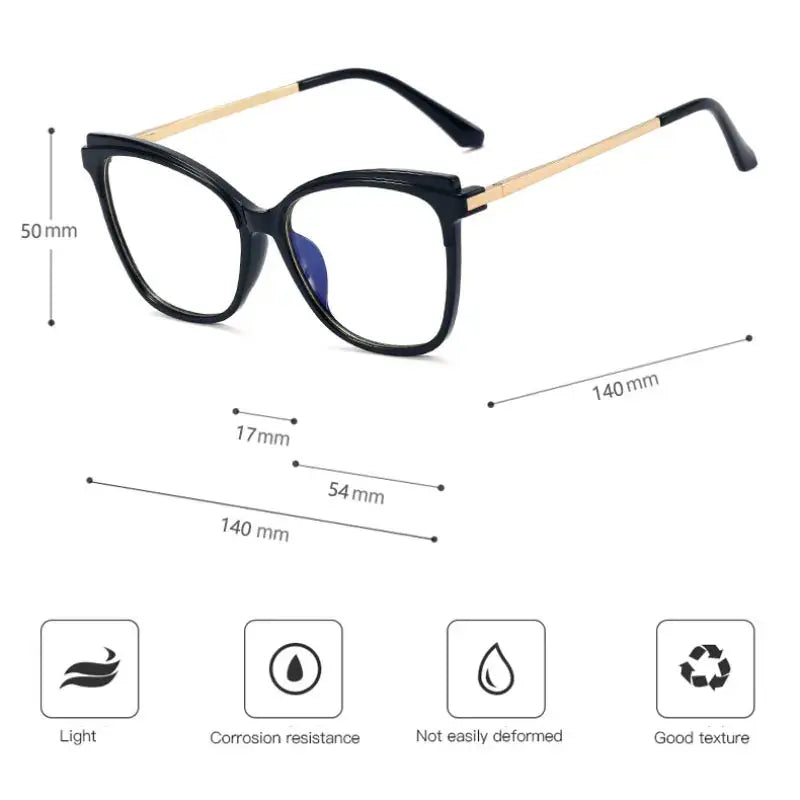Women's Cat Eye Full Rim Alloy Prescription Glasses 95827 — view 2 | Rx Spectacle