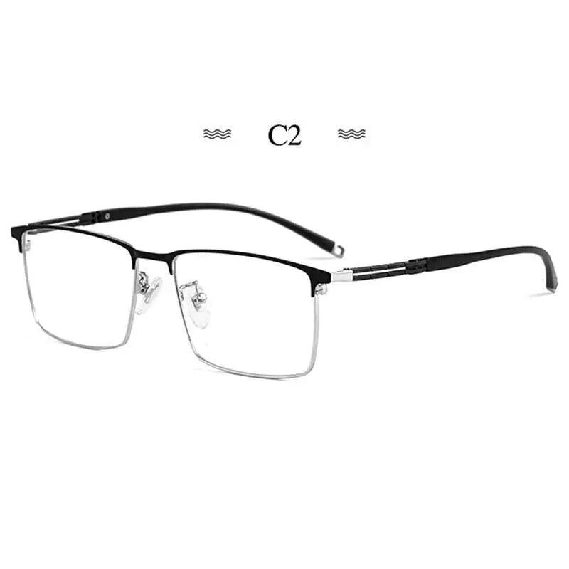 Men's Square Full Rim Titanium Prescription Glasses T8607t — view 9 | Rx Spectacle
