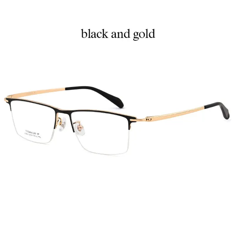 Unisex Square Semi-Rimless Titanium Oversized Prescription Glasses 11039 — view 4 | Rx Spectacle