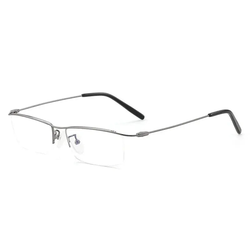 Unisex Browline Semi-Rimless Titanium Prescription Glasses 6688 — view 8 | Rx Spectacle