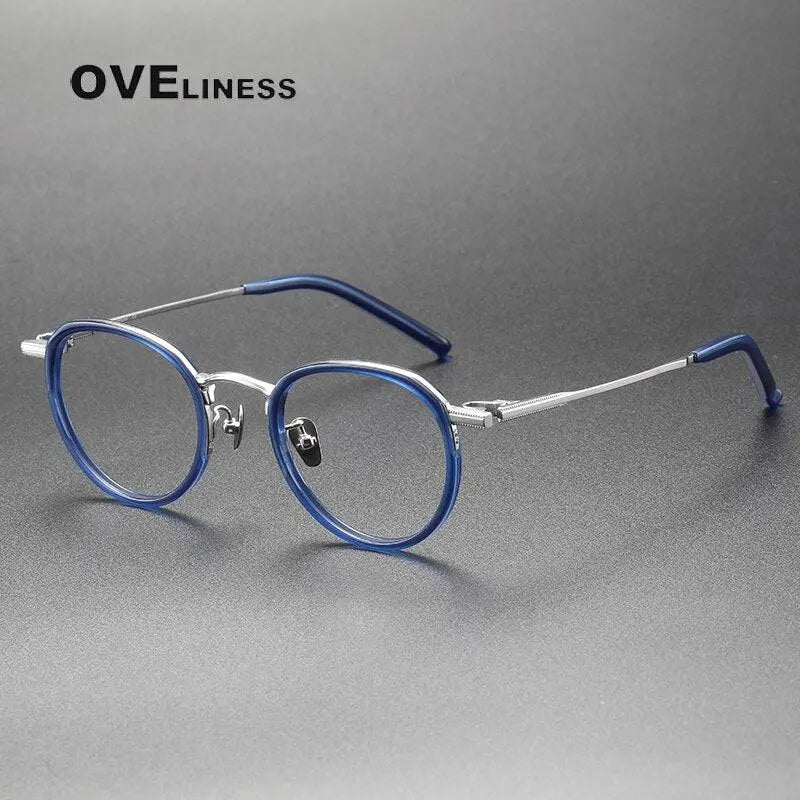 Unisex Round Full Rim Titanium Prescription Glasses M43 — view 2 | Rx Spectacle