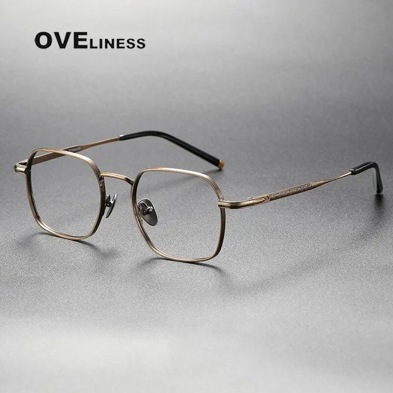 Unisex Irregular Full Rim Titanium Prescription Glasses — view 4 | Rx Spectacle