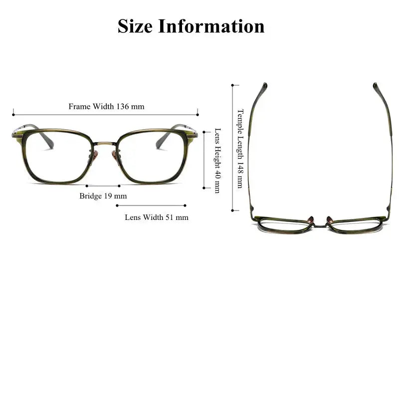 Unisex Square Full Rim Titanium Prescription Glasses 0634 — view 4 | Rx Spectacle