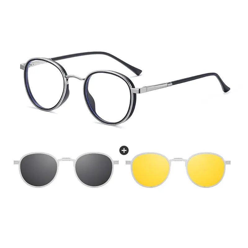 Unisex Oval Full Rim Alloy Clip-On Prescription Glasses 770671 — view 5 | Rx Spectacle