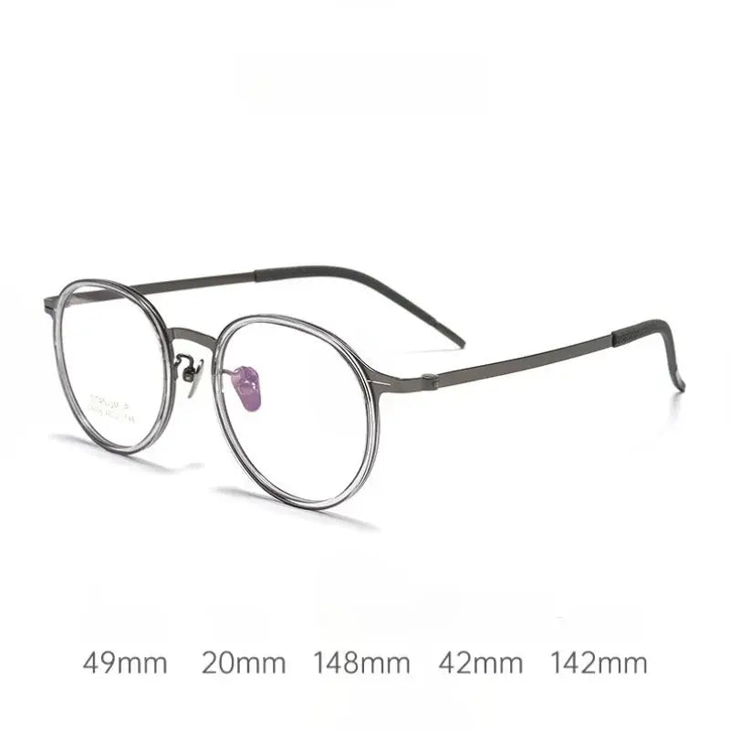 Unisex Round Full Rim Titanium Flat Top Prescription Glasses 26061 — view 5 | Rx Spectacle