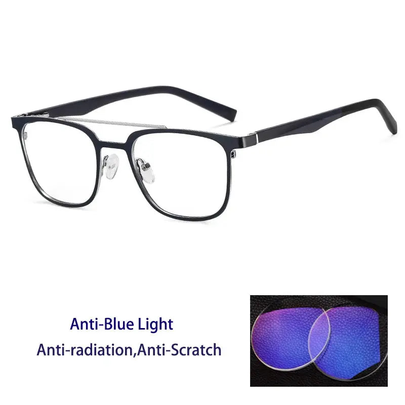 Women's Square Full Rim Alloy Double Bridge Reading Glasses 91362 — view 9 | Rx Spectacle