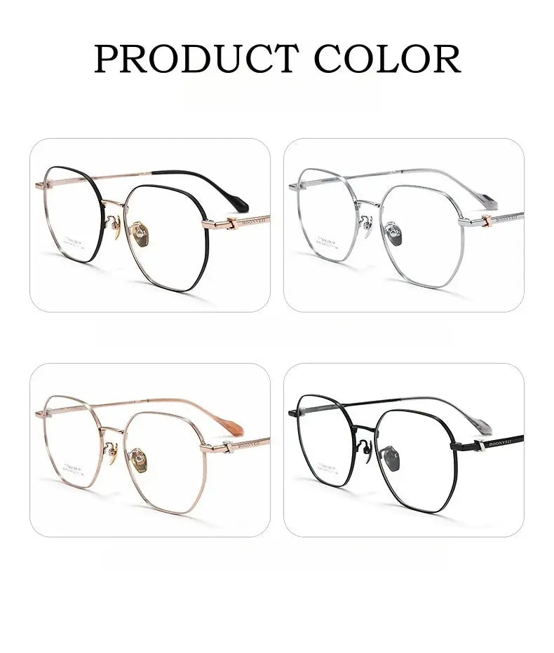 Unisex Polygon Full Rim Titanium Prescription Glasses Y61039 — view 10 | Rx Spectacle