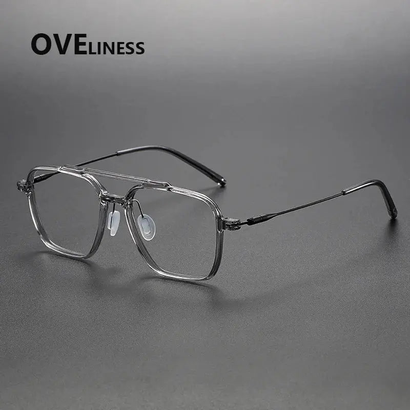 Unisex Square Full Rim Titanium Double Bridge Prescription Glasses 88658 — view 5 | Rx Spectacle