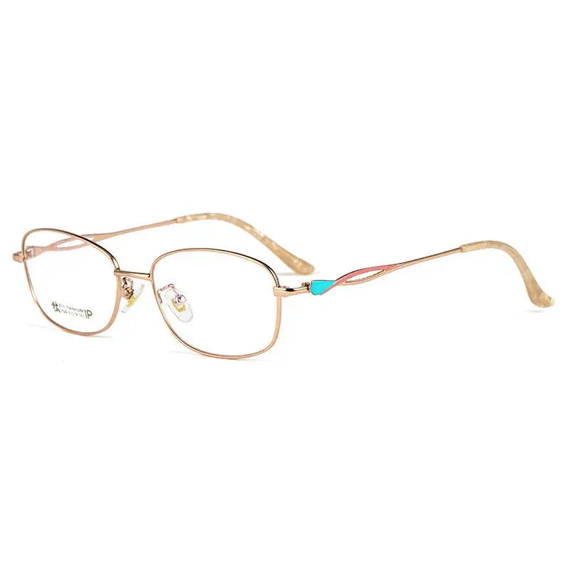 Women's Rectangular Full Rim Titanium Reading Glasses 3520x — view 11 | Rx Spectacle