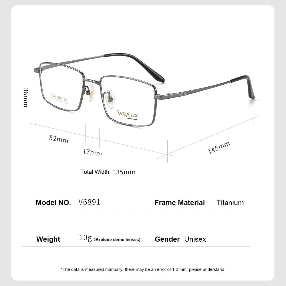 Women's Square Full Rim Titanium Prescription Glasses 689122 — view 2 | Rx Spectacle