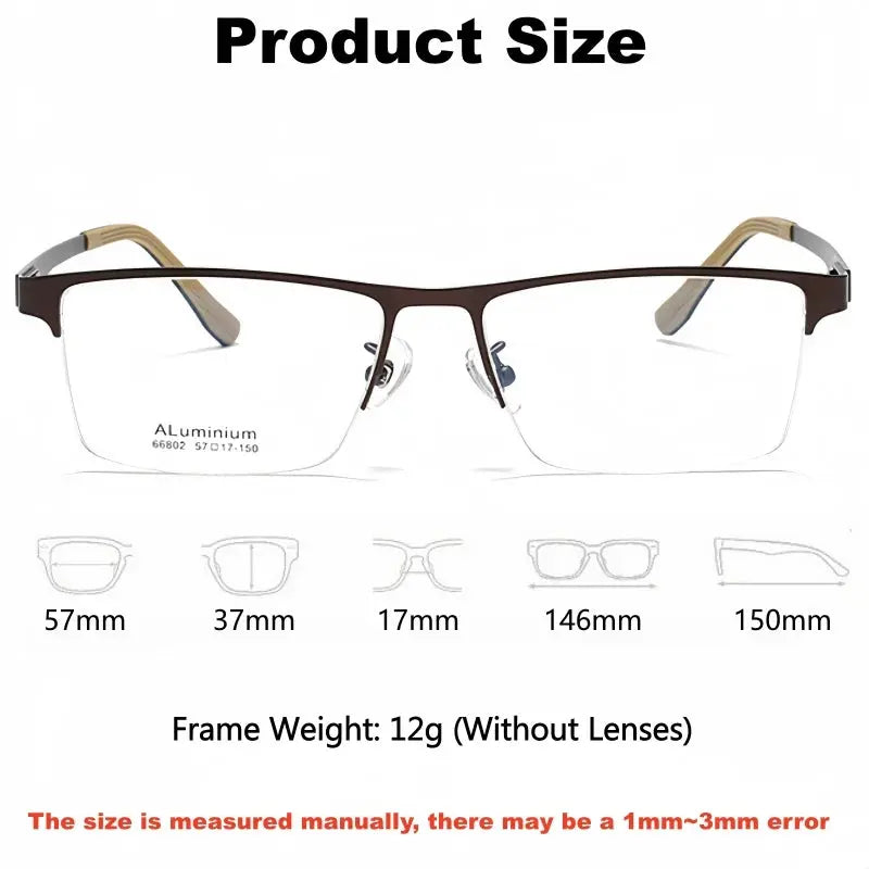 Men's Square Semi-Rimless Prescription Glasses 366802 — view 2 | Rx Spectacle