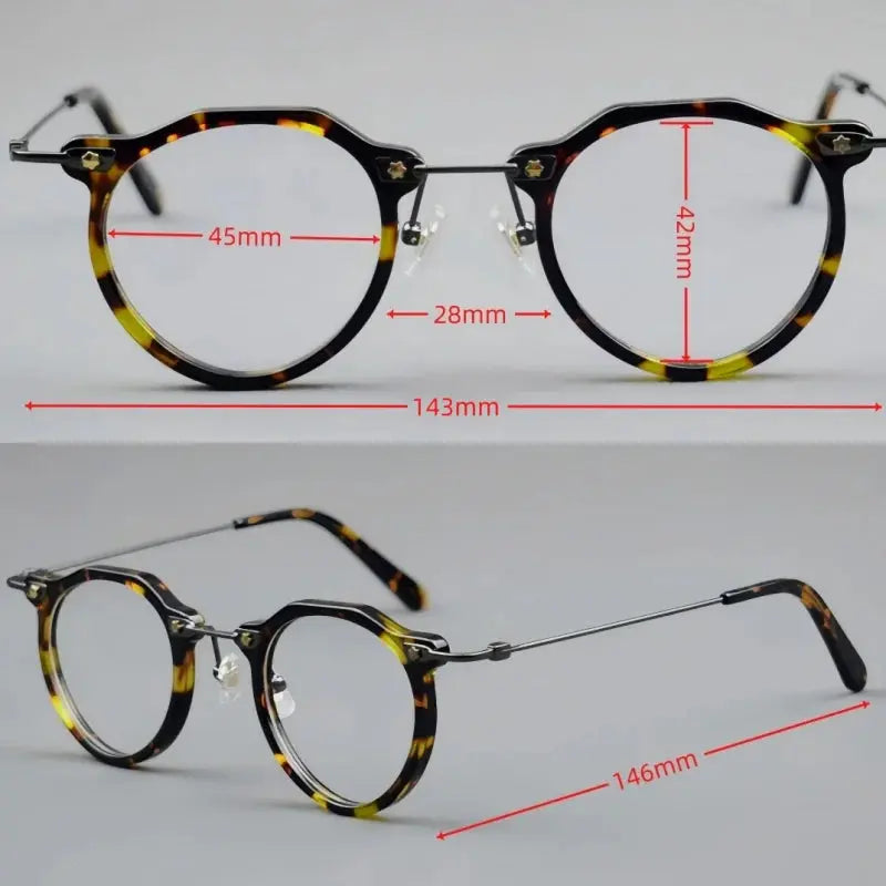 Unisex Round Full Rim Titanium Flat Top Prescription Glasses 721437 — view 2 | Rx Spectacle
