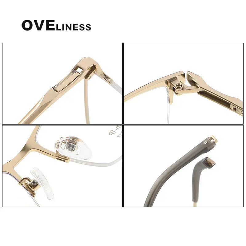Unisex Square Semi-Rimless Titanium Prescription Glasses 80877 — view 4 | Rx Spectacle